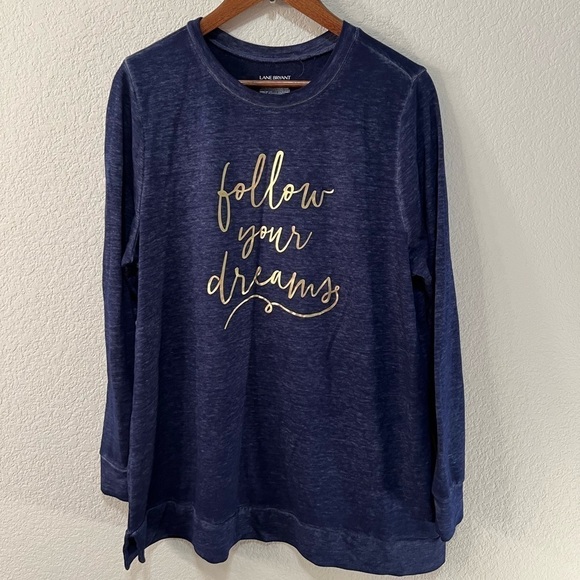 Lane Bryant “Follow Your Dreams” Crewneck Sweater Blouse - Picture 1 of 5